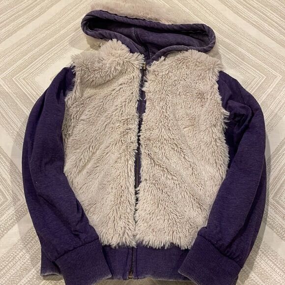 Butter Super Soft Girls Reversible Purple Emoji Sparkle Zip-up Sweatshirt - Picture 8 of 9